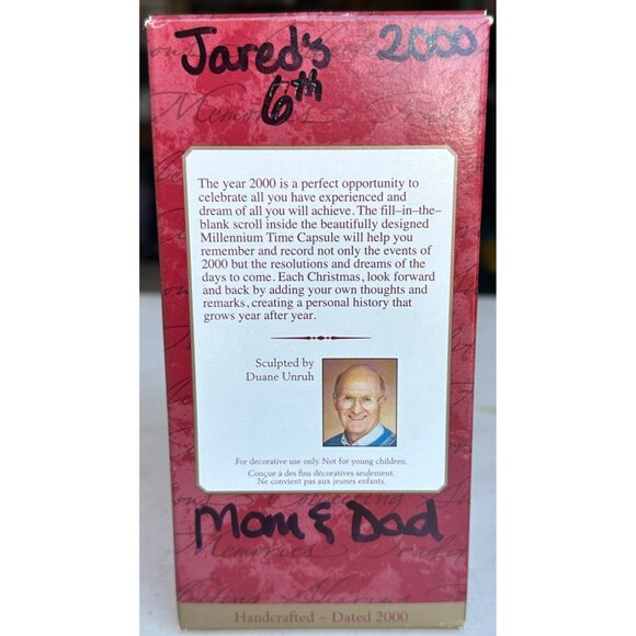 VINTAGE 2000 Millennium Time Capsule Christmas Ornament Silver Handcrafted 6" - Picture 10 of 11